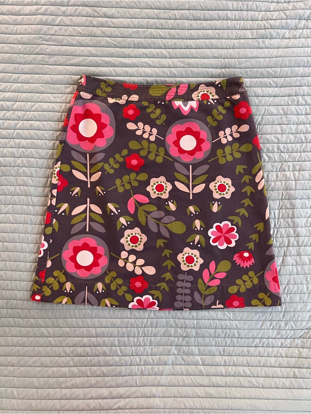 Boden Floral Mod A-Line Skirt — Charcoal, Pink, Red & Olive